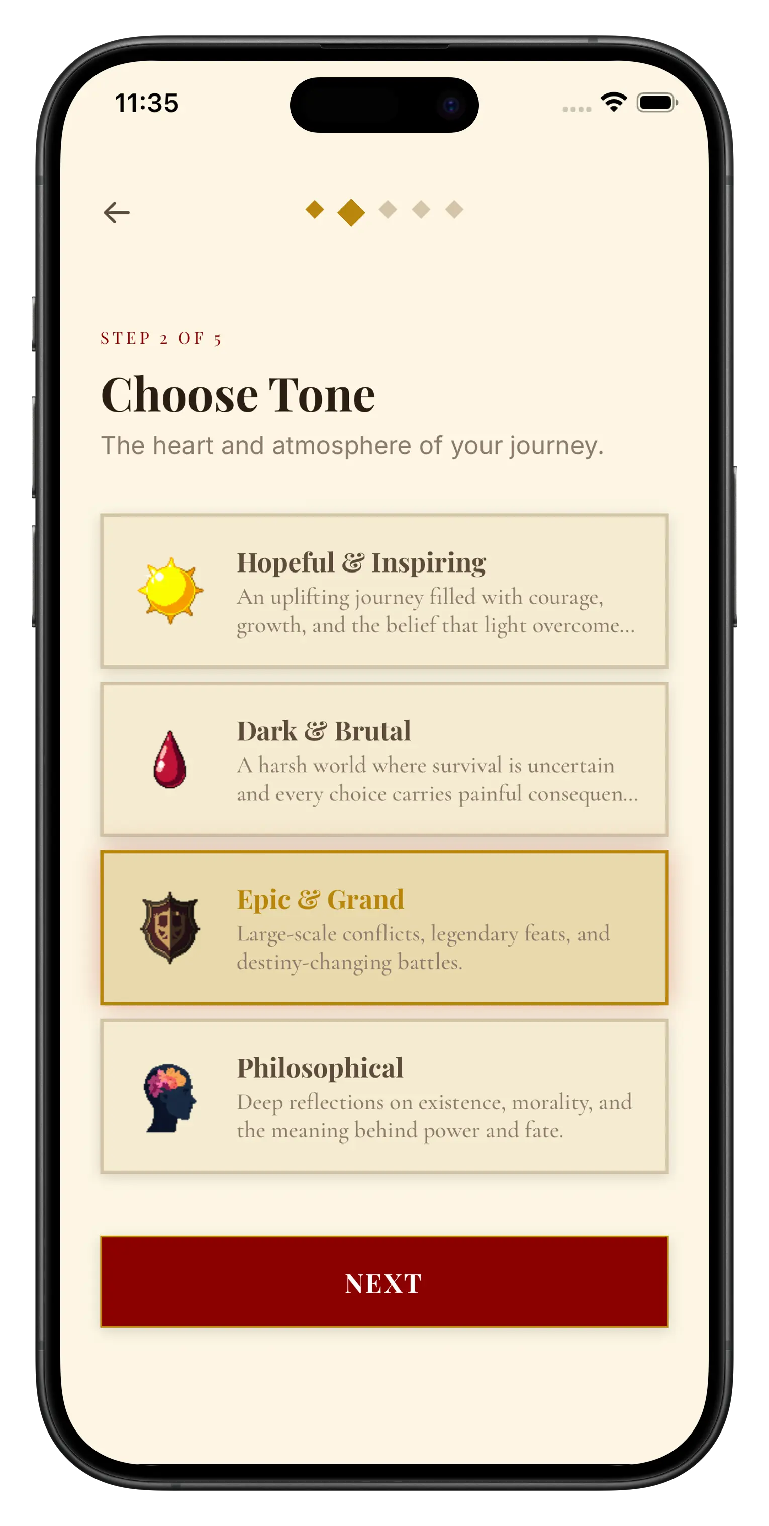 LiveTheStory Features UI